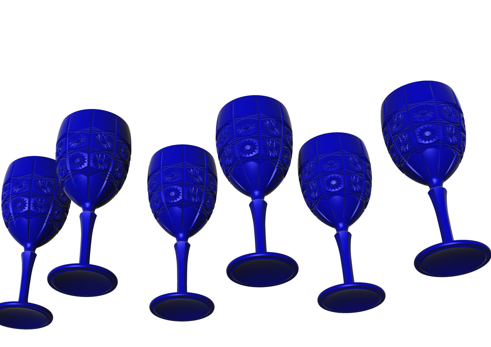 GLASS SET wine decanter and stemwares 3D model_17