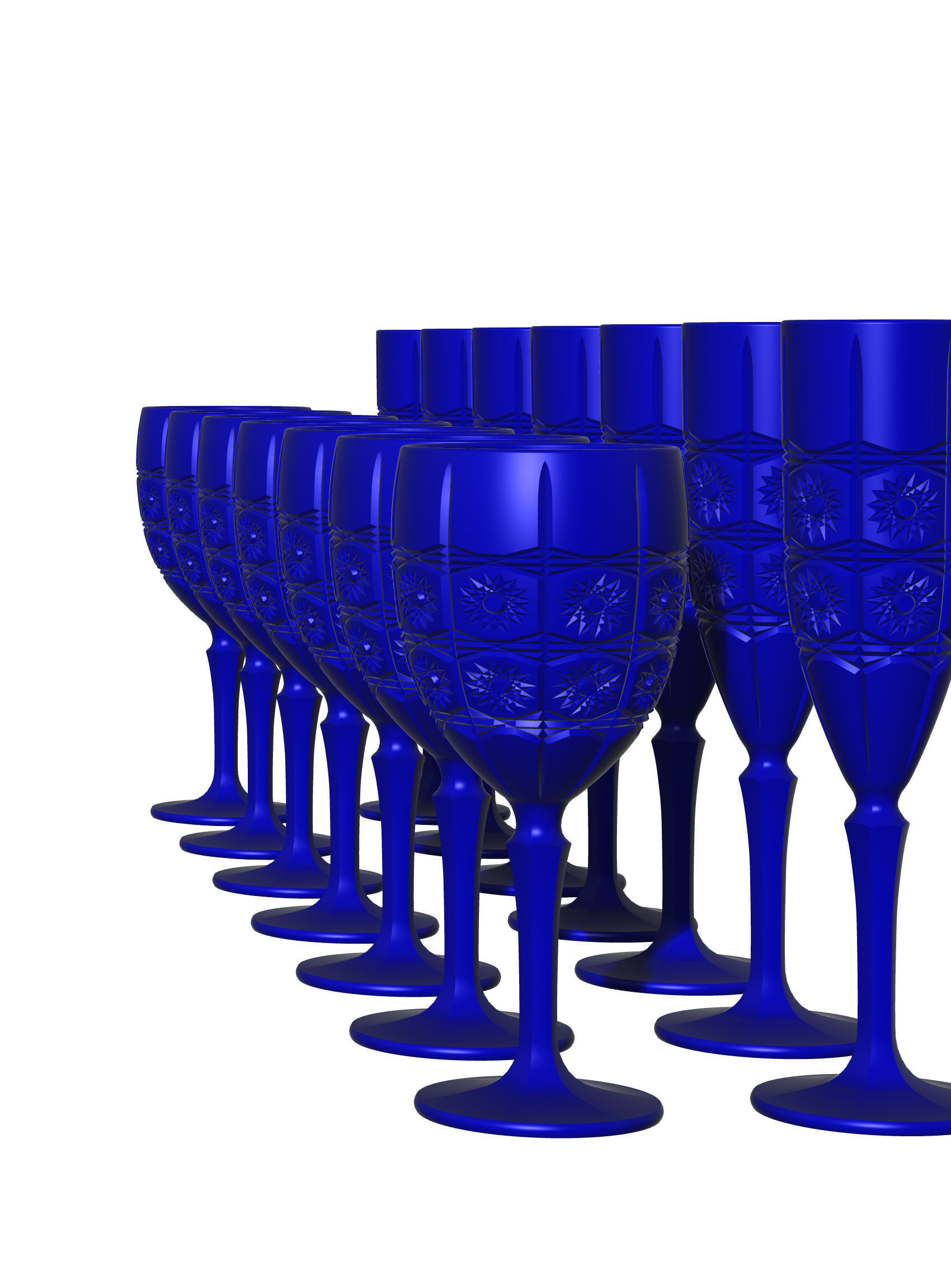 GLASS SET wine decanter and stemwares 3D model_9