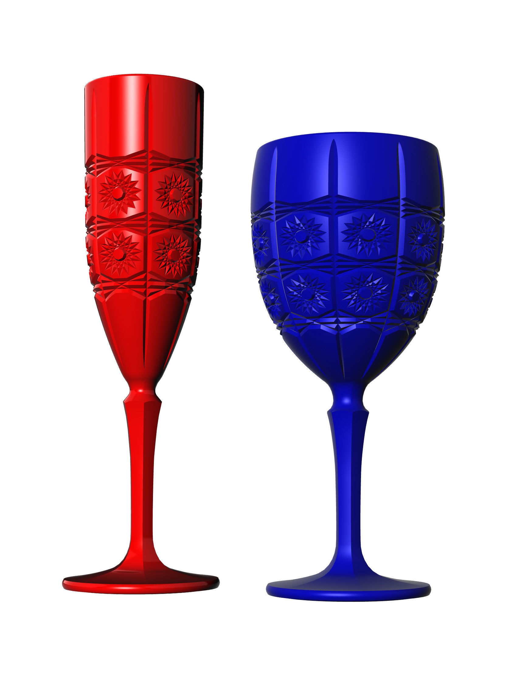 GLASS SET wine decanter and stemwares 3D model_11