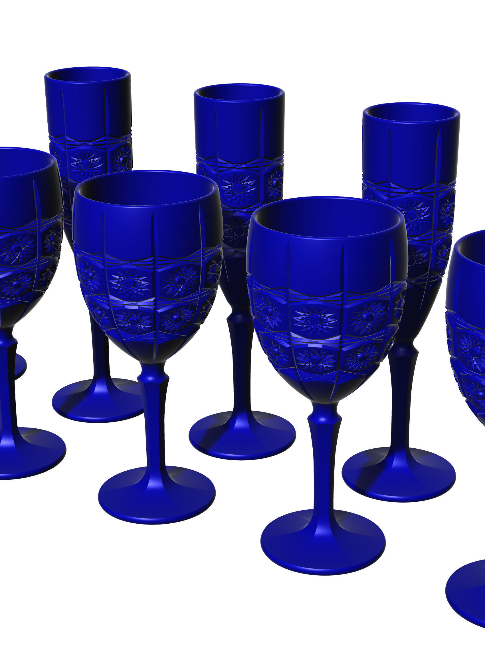 GLASS SET wine decanter and stemwares 3D model_4