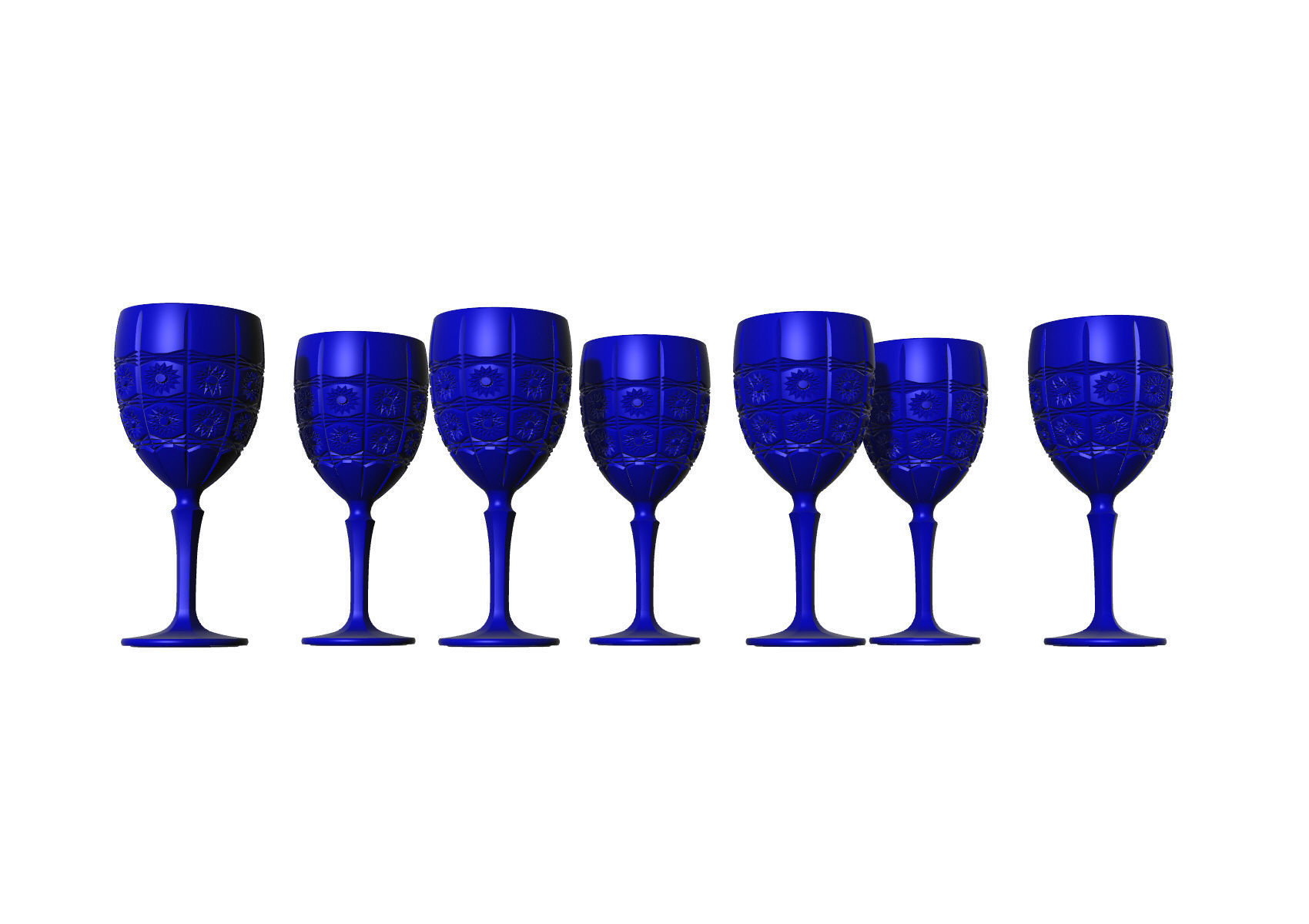 GLASS SET wine decanter and stemwares 3D model_15