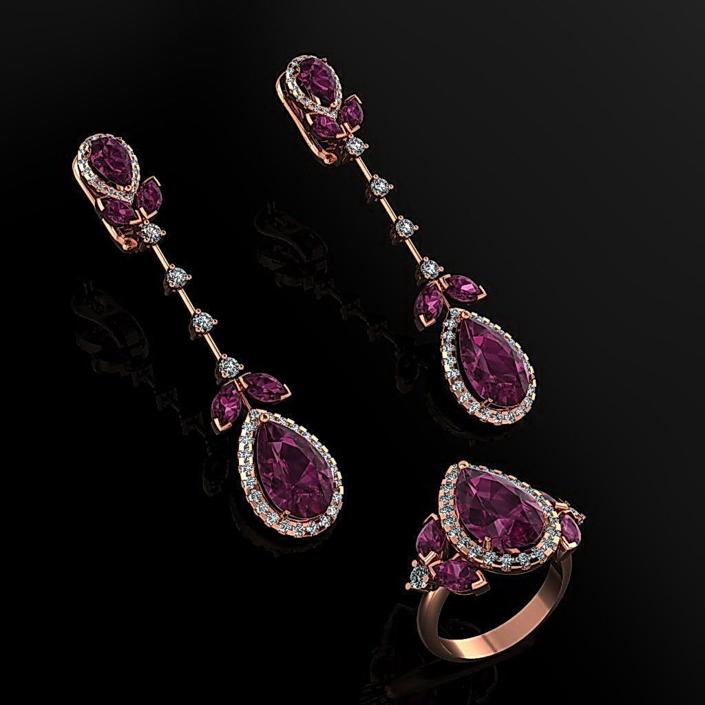 Ring and Earrings 02 3D print model_1