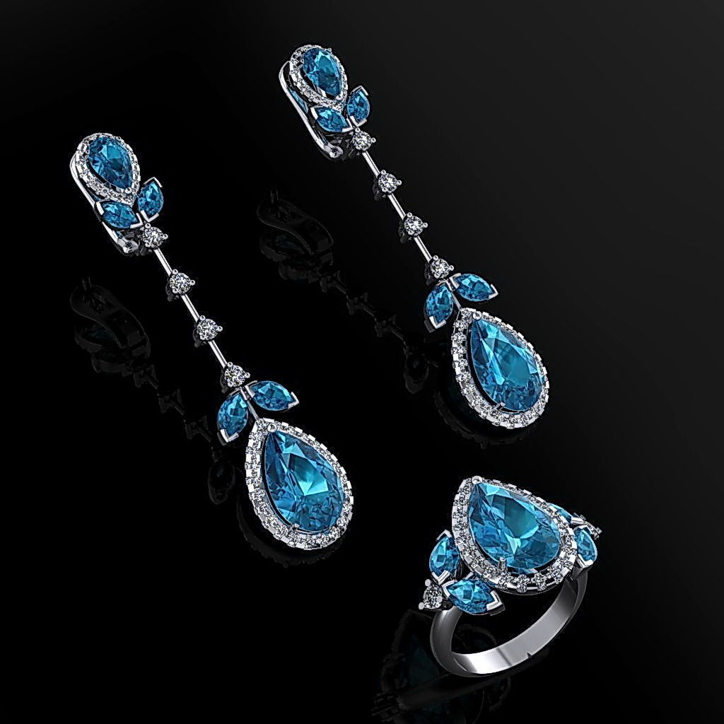 Ring and Earrings 02 3D print model_4