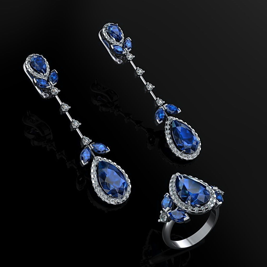 Ring and Earrings 02 3D print model_2