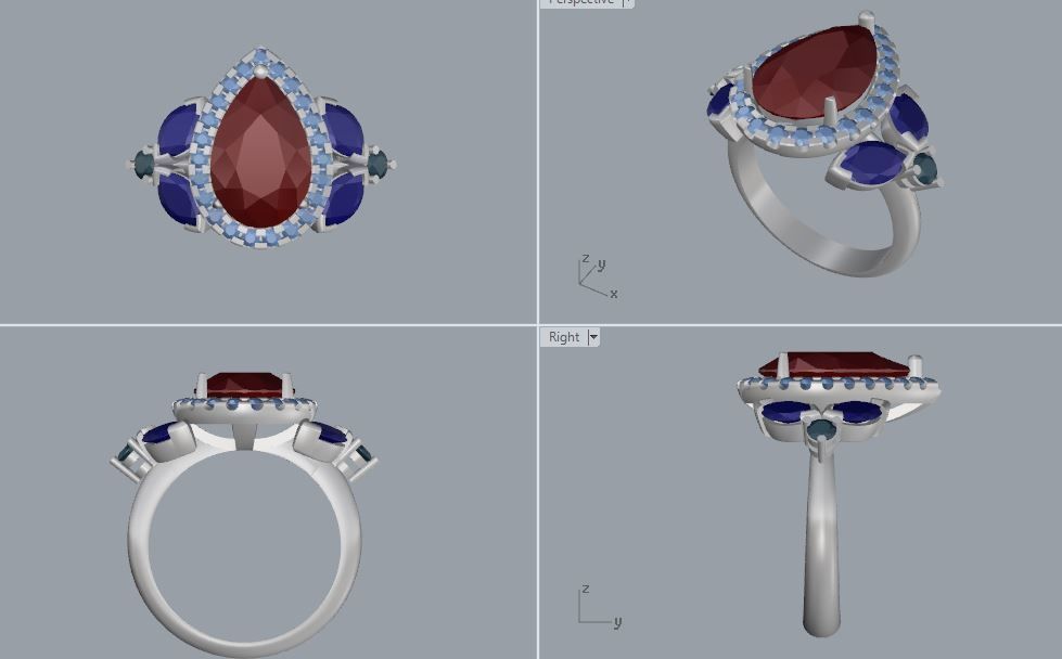 Ring and Earrings 02 3D print model_8