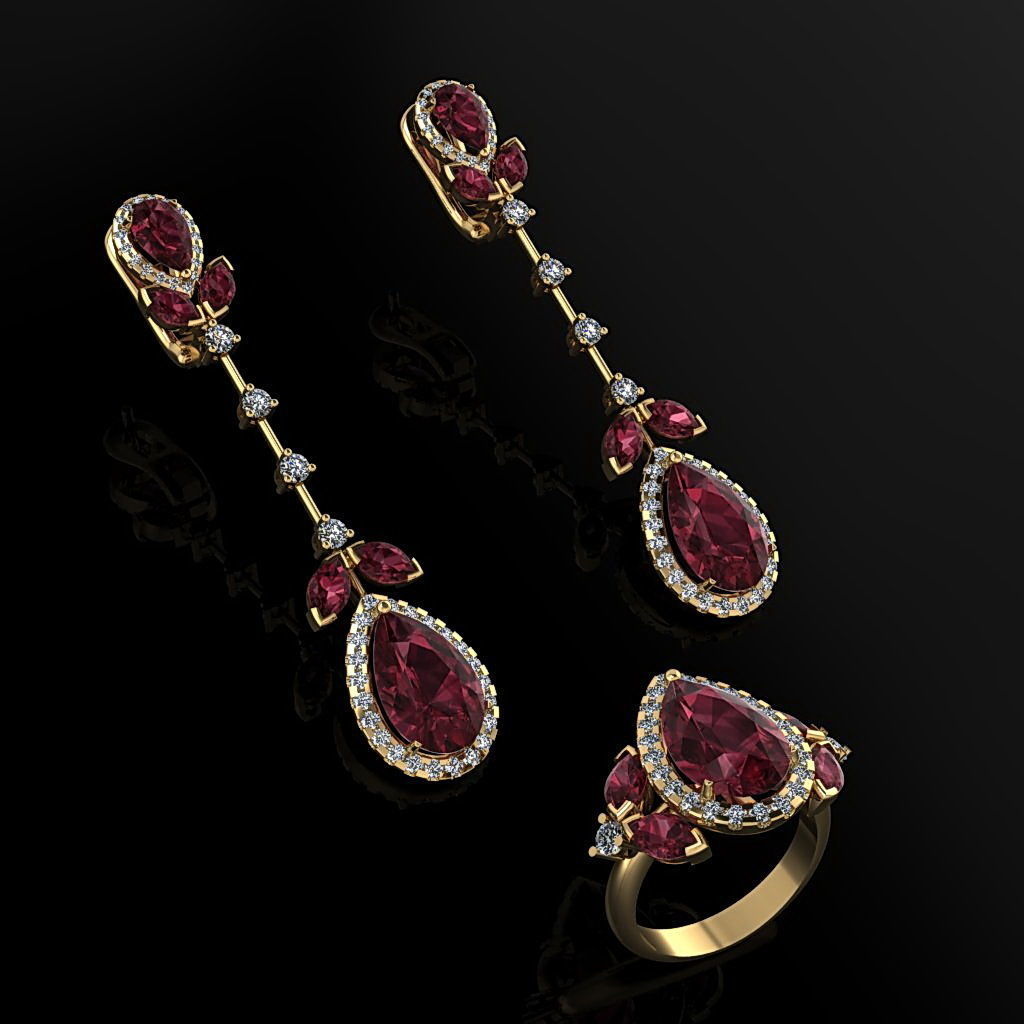 Ring and Earrings 02 3D print model_3