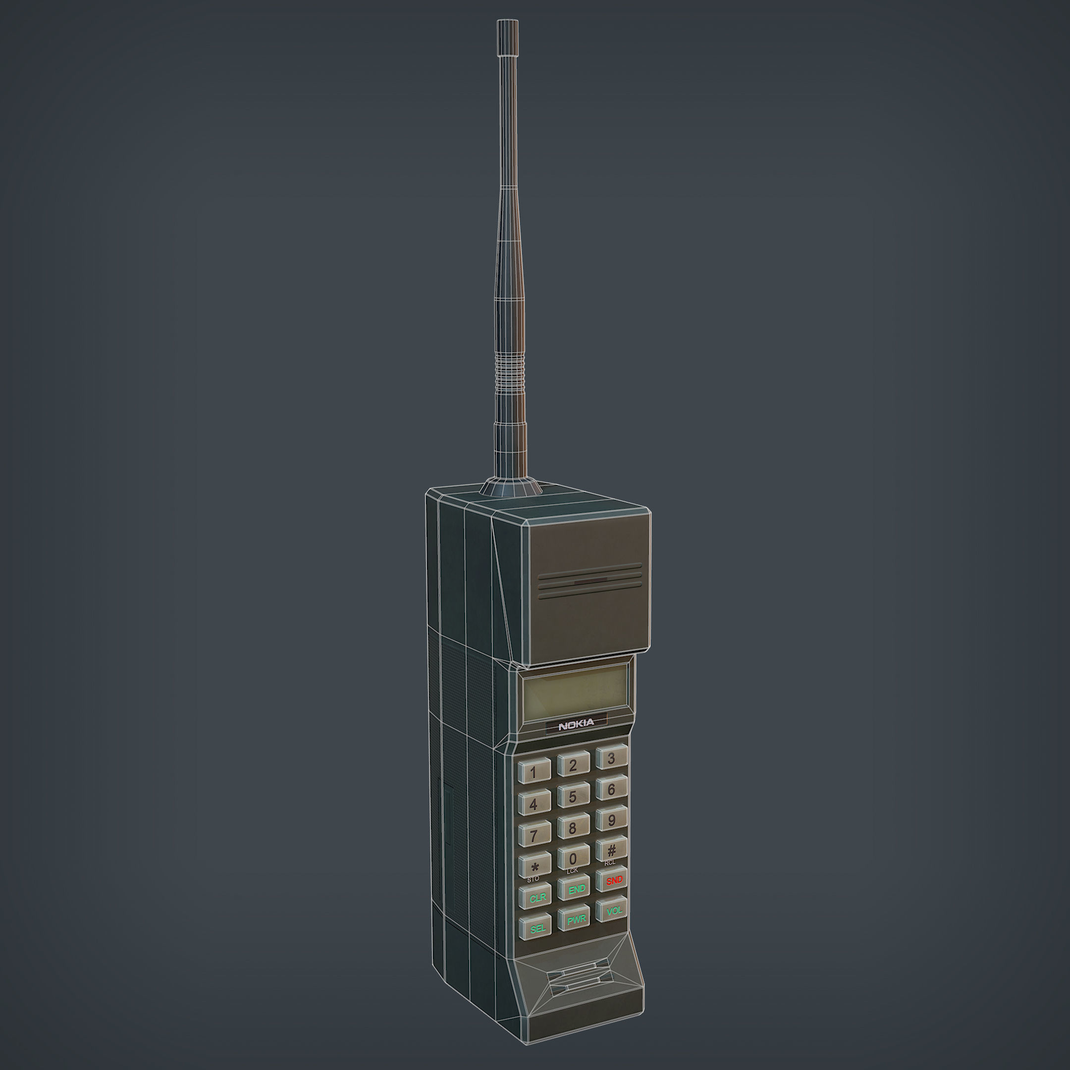 Nokia Mobira Cityman 450 Low-poly 3D model_9