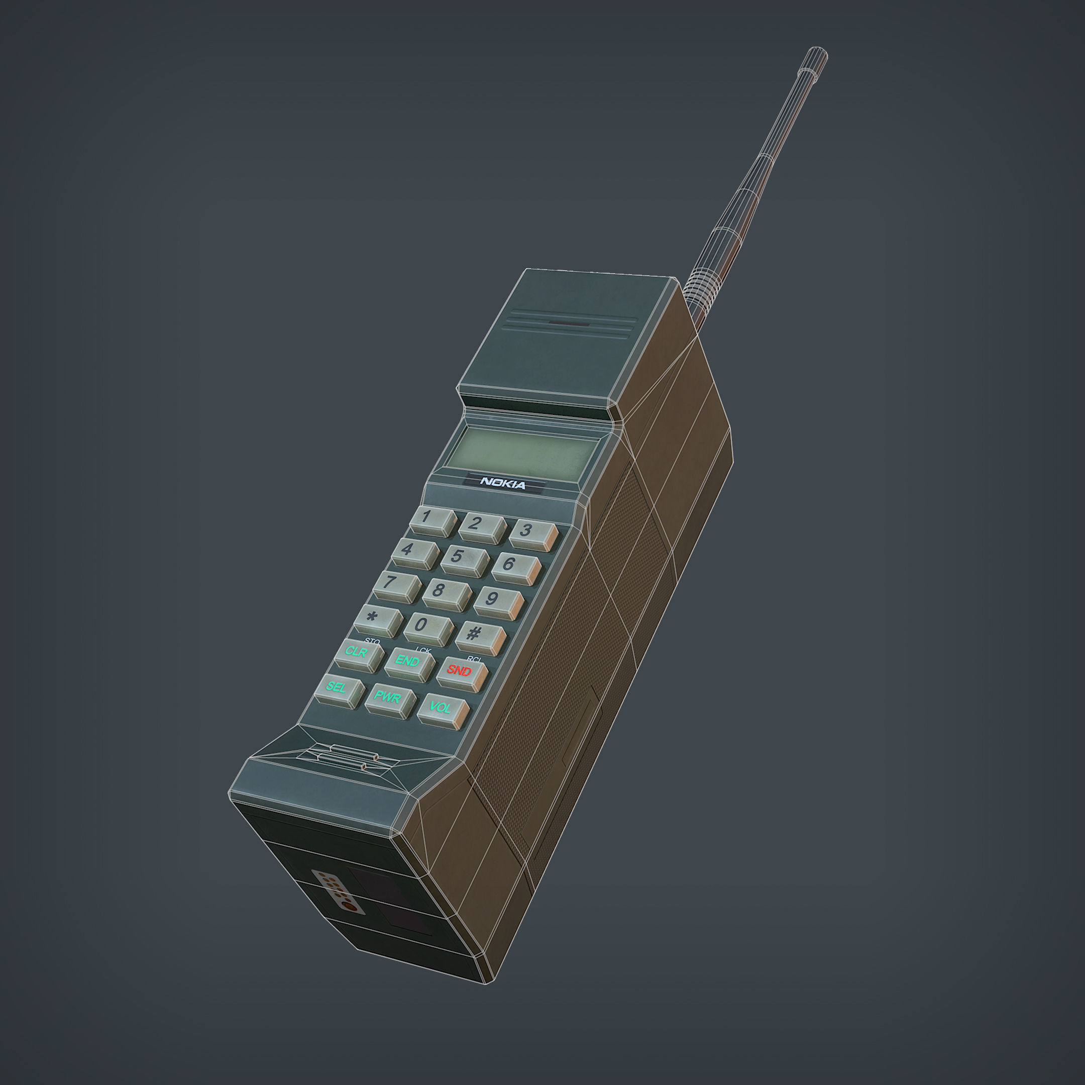 Nokia Mobira Cityman 450 Low-poly 3D model_14