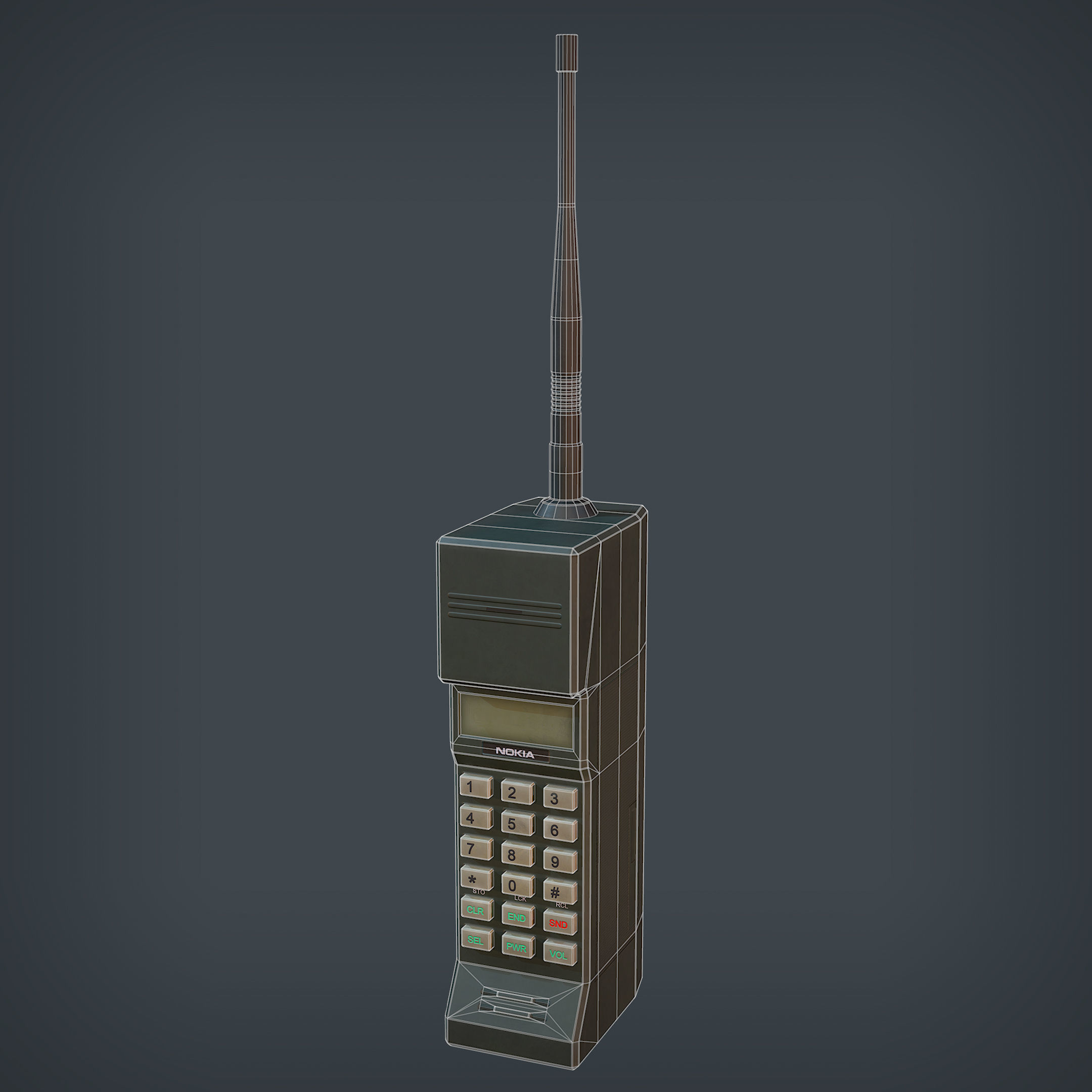 Nokia Mobira Cityman 450 Low-poly 3D model_8