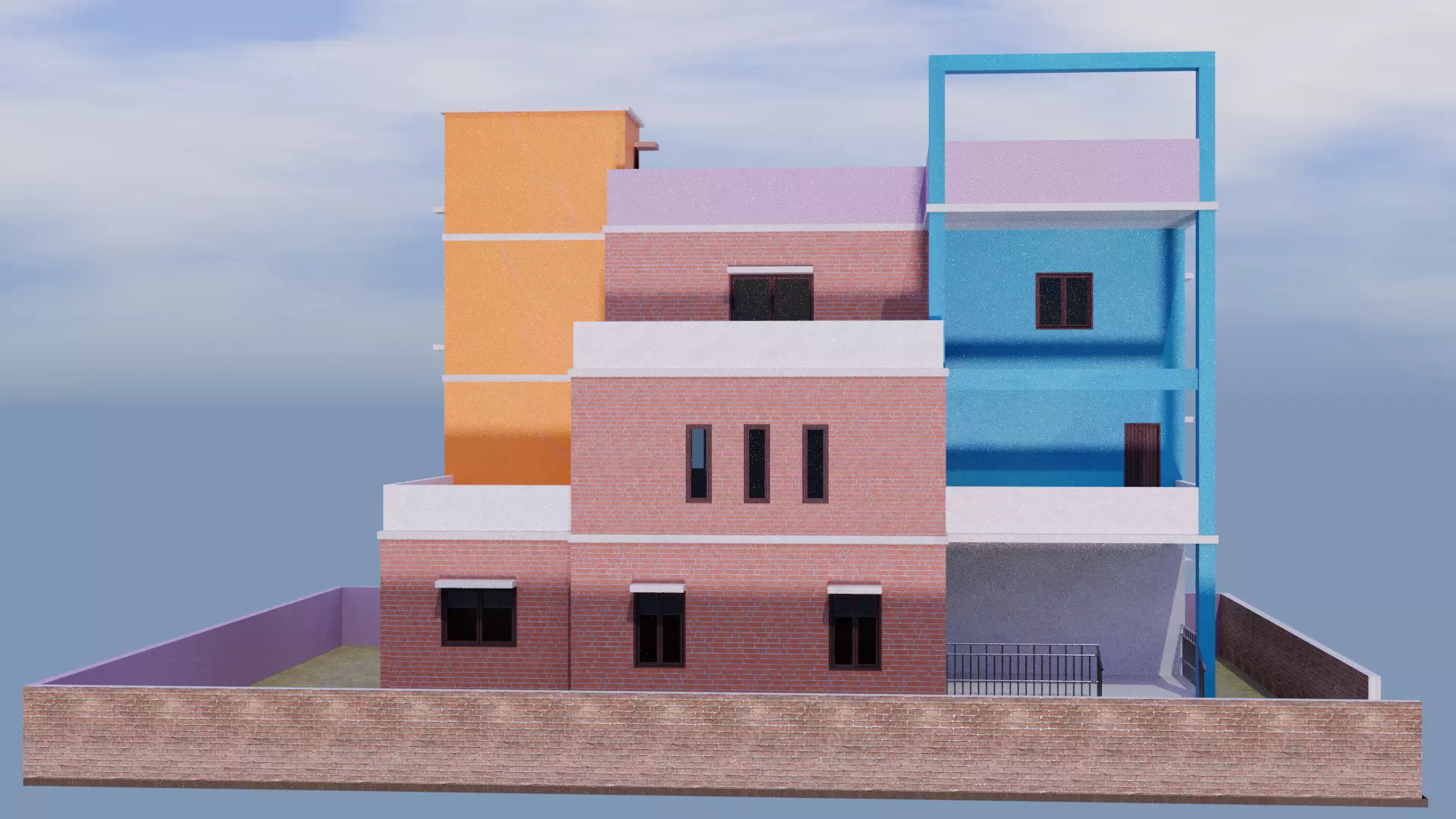 house model with three floors Free 3D model