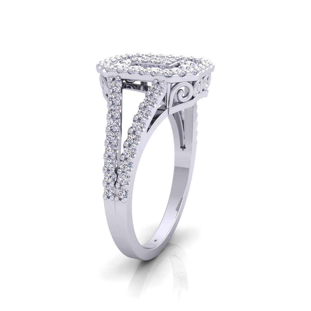 Fancy Style Halo Ring 3D print model_3