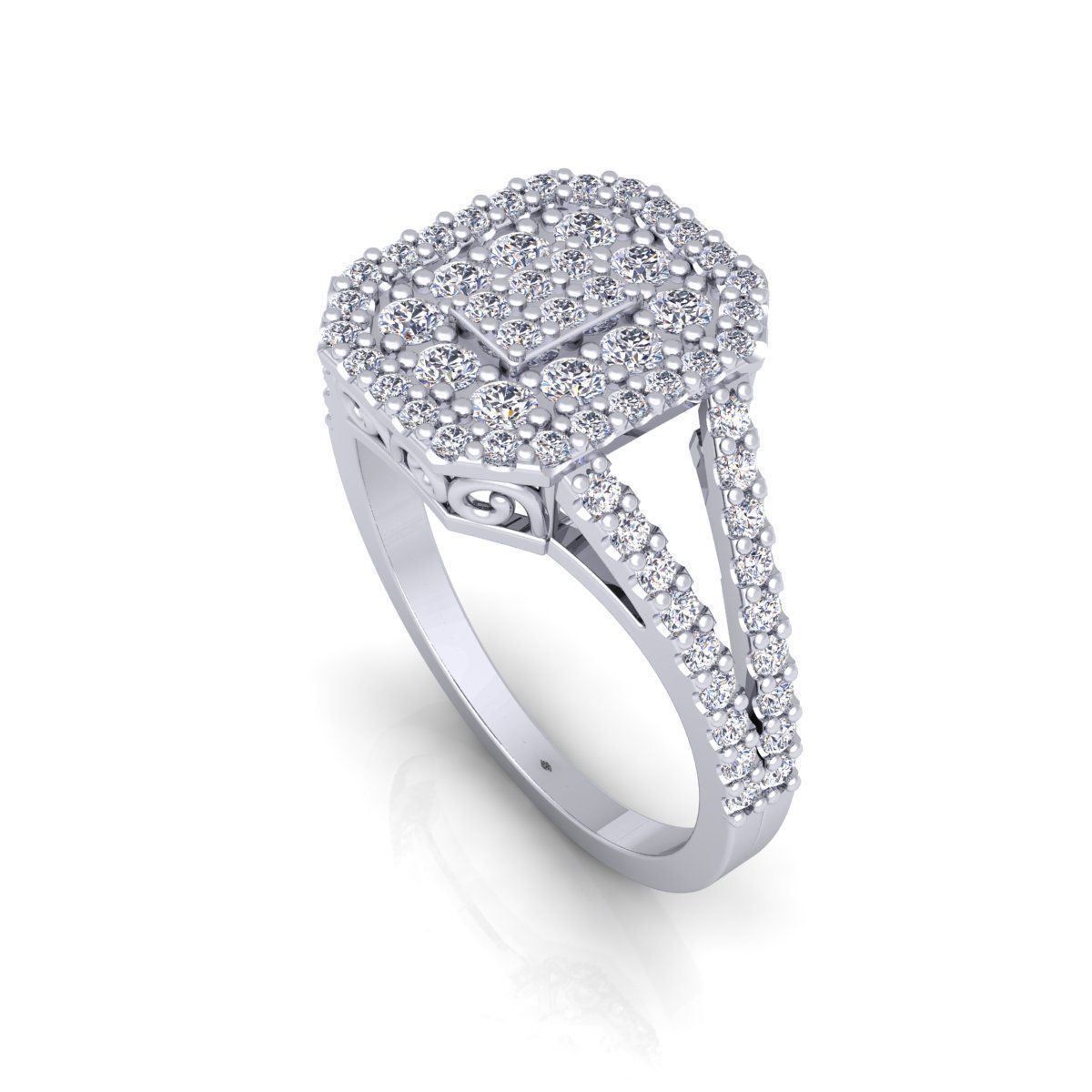 Fancy Style Halo Ring 3D print model_15