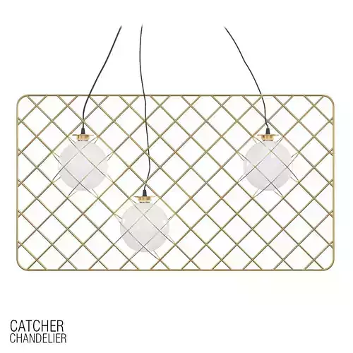 CATCHER three light fixtures hanging from metal grid