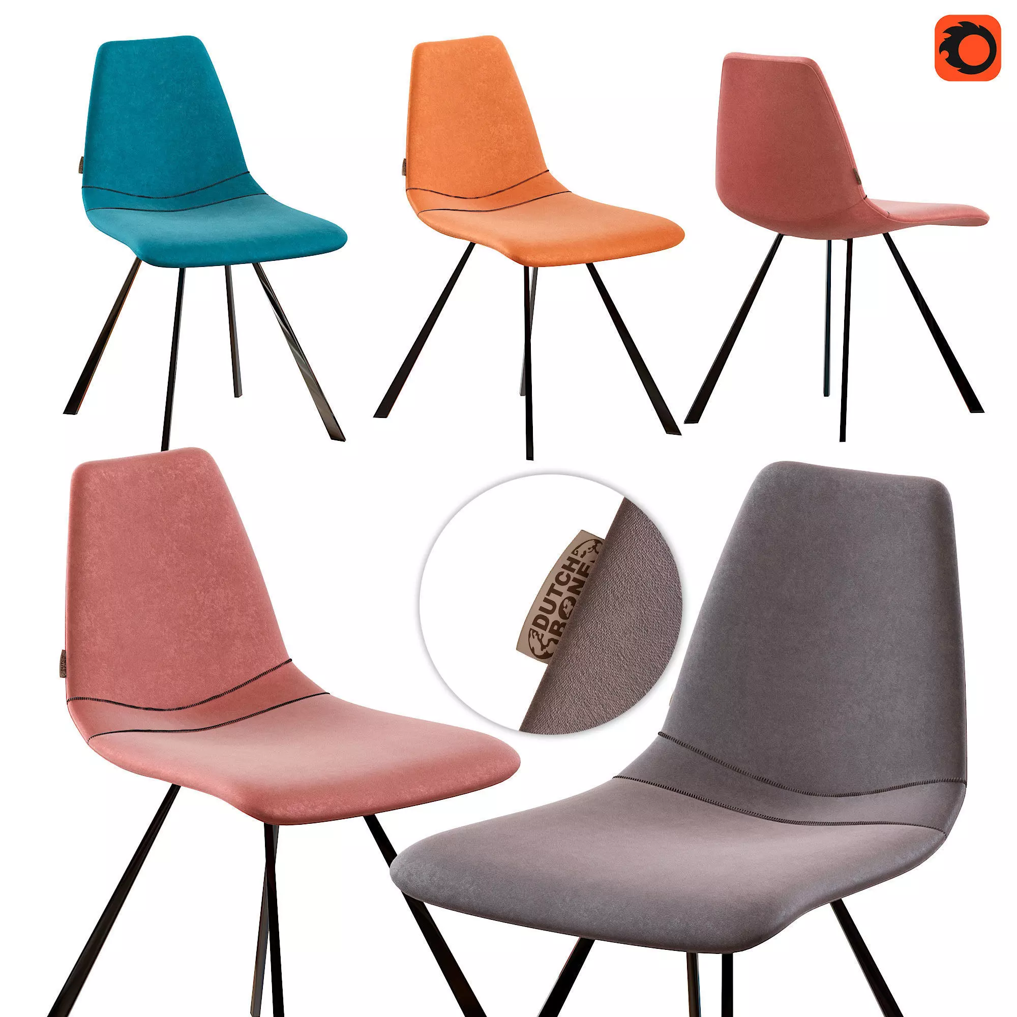 Dutchbone Franky Velvet chair 3D model