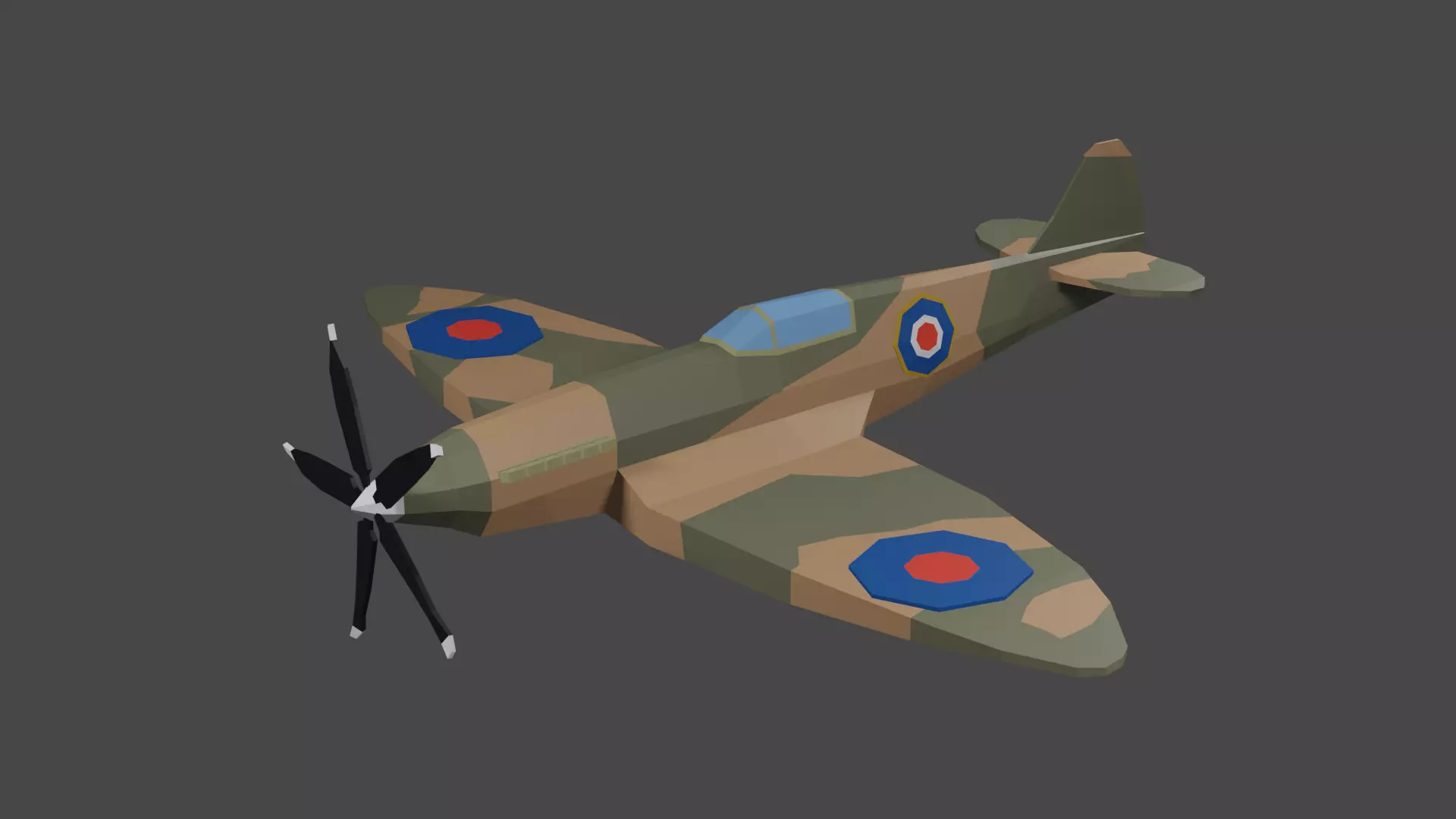 Spitfire Low-poly 3D model_0