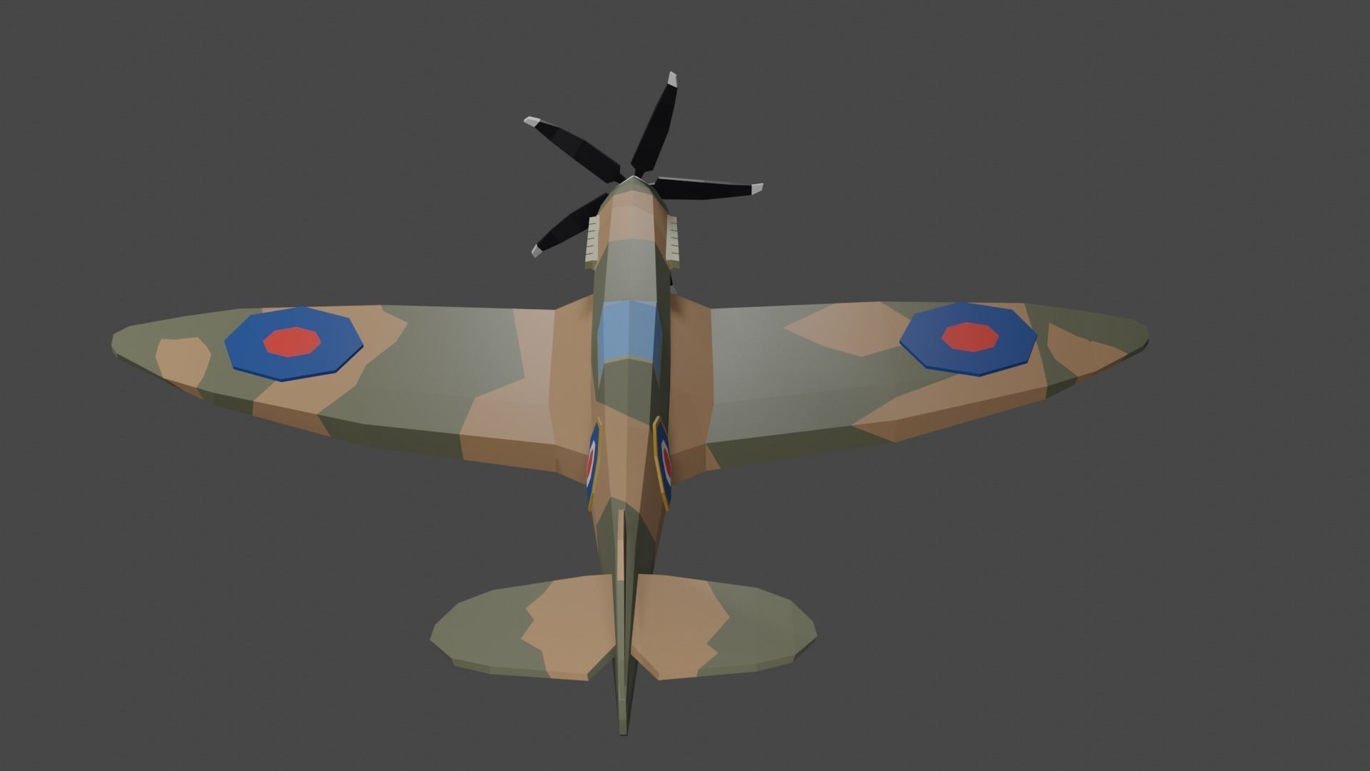 Spitfire Low-poly 3D model_6