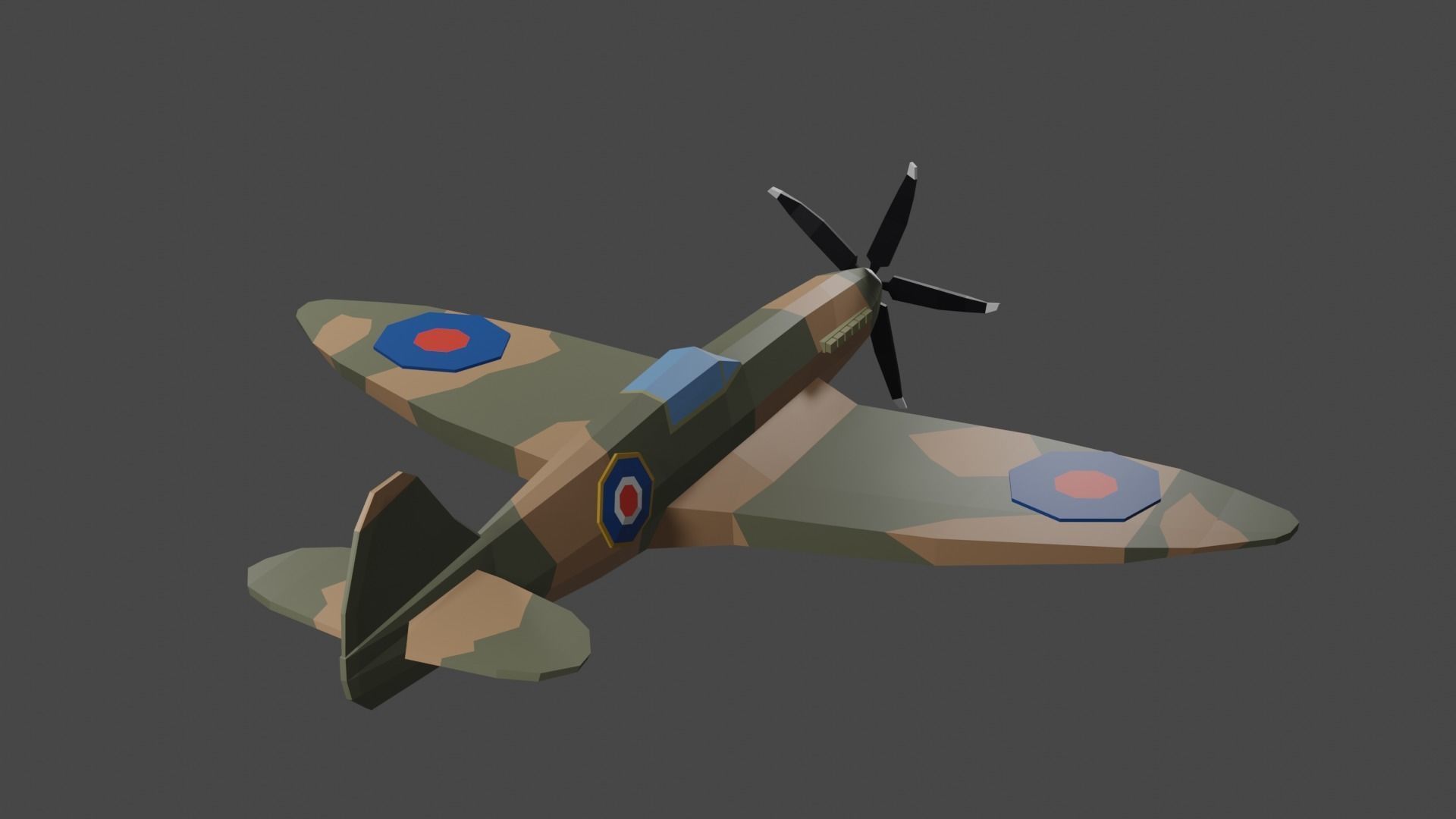 Spitfire Low-poly 3D model_5