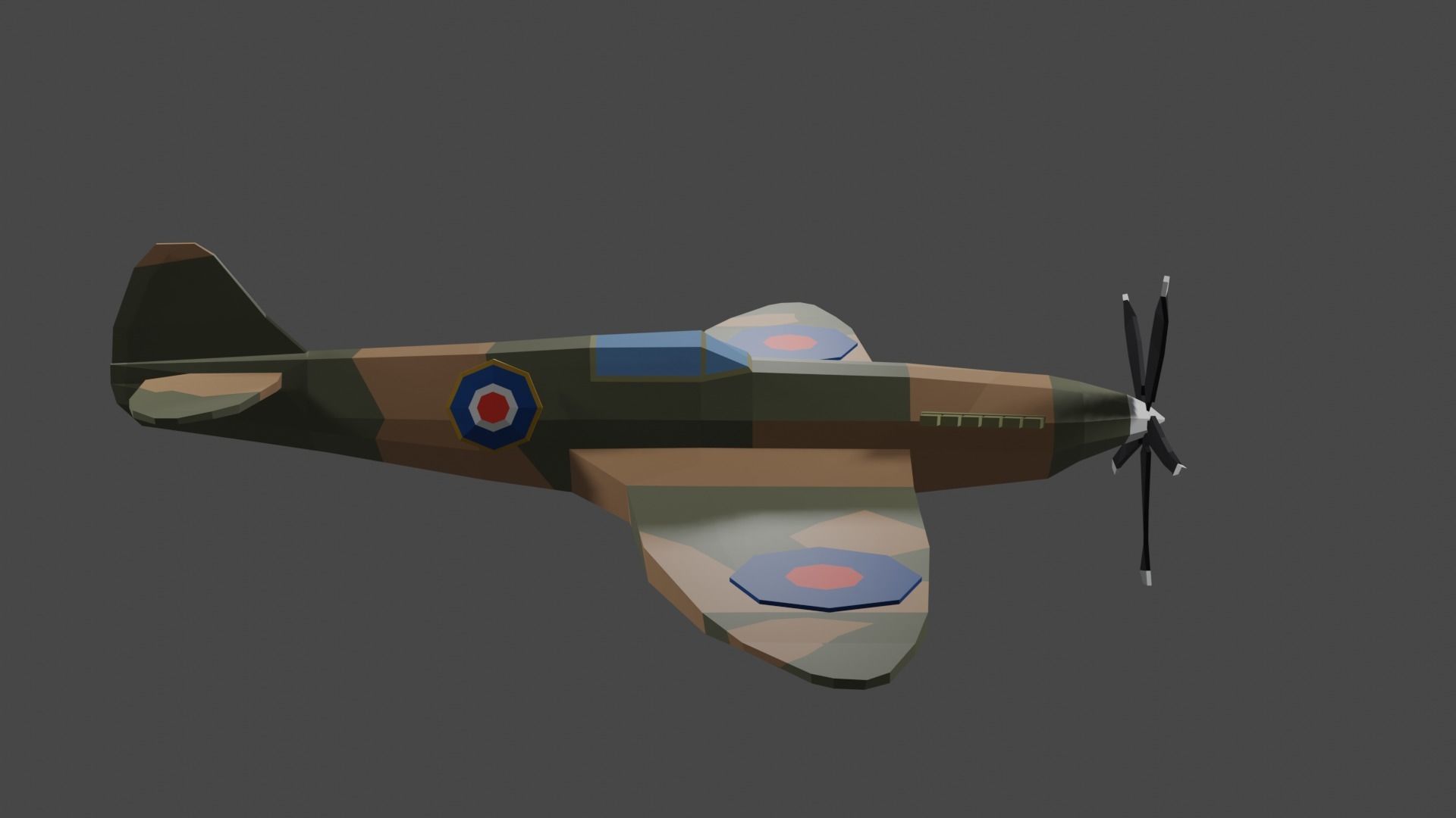 Spitfire Low-poly 3D model_4