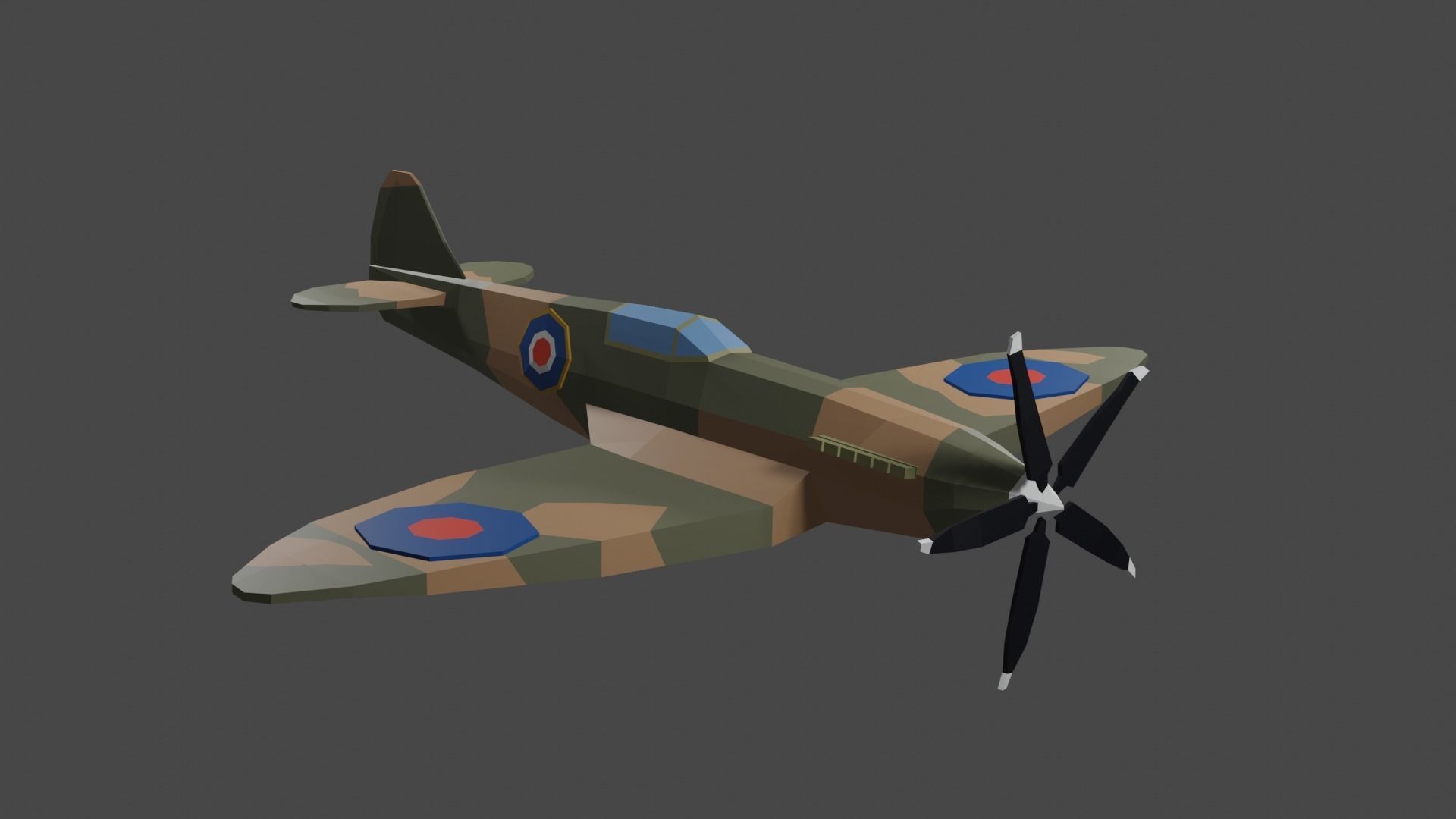 Spitfire Low-poly 3D model_3