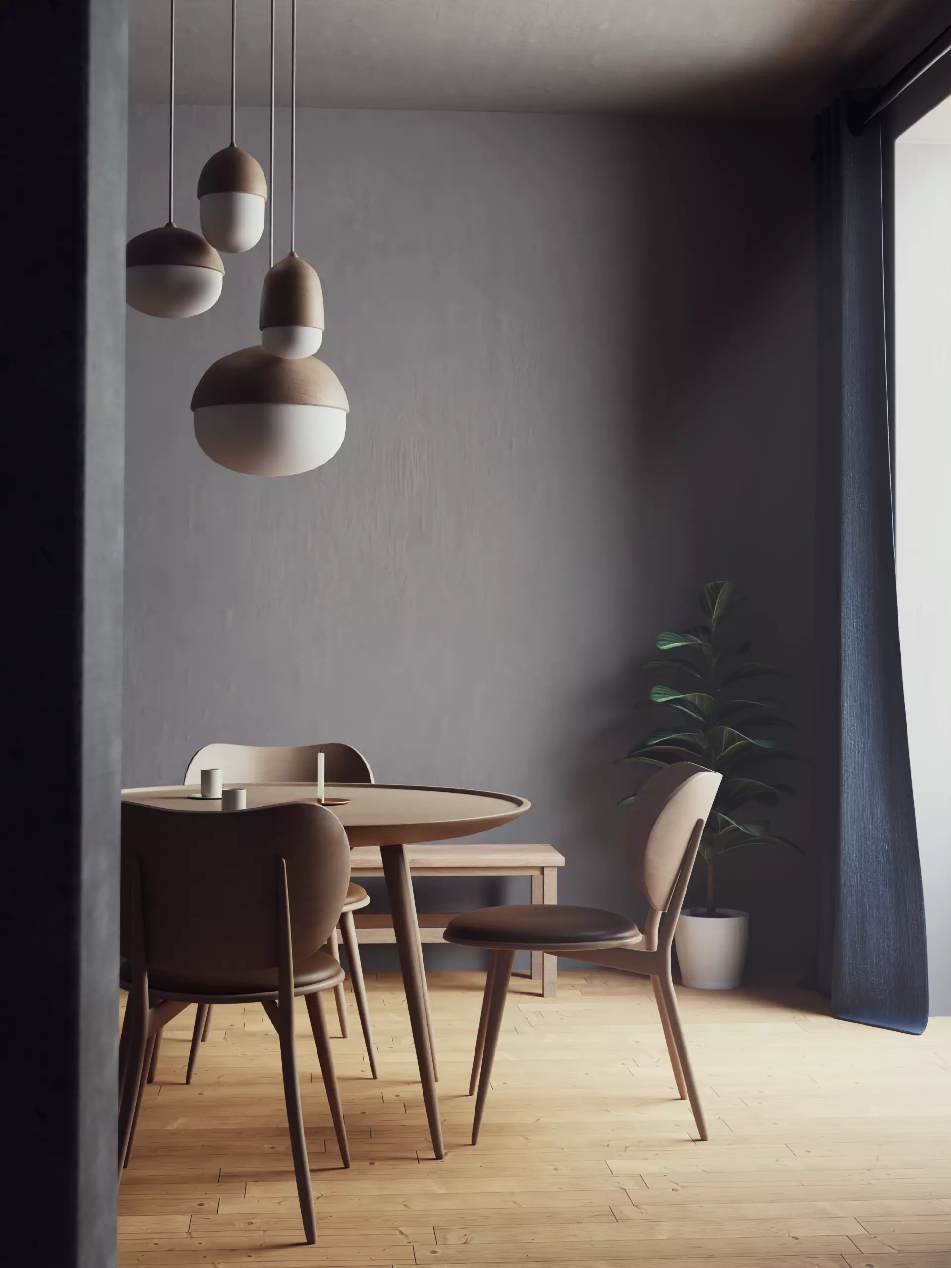 Wooden Table and Chair pack 3D model_0