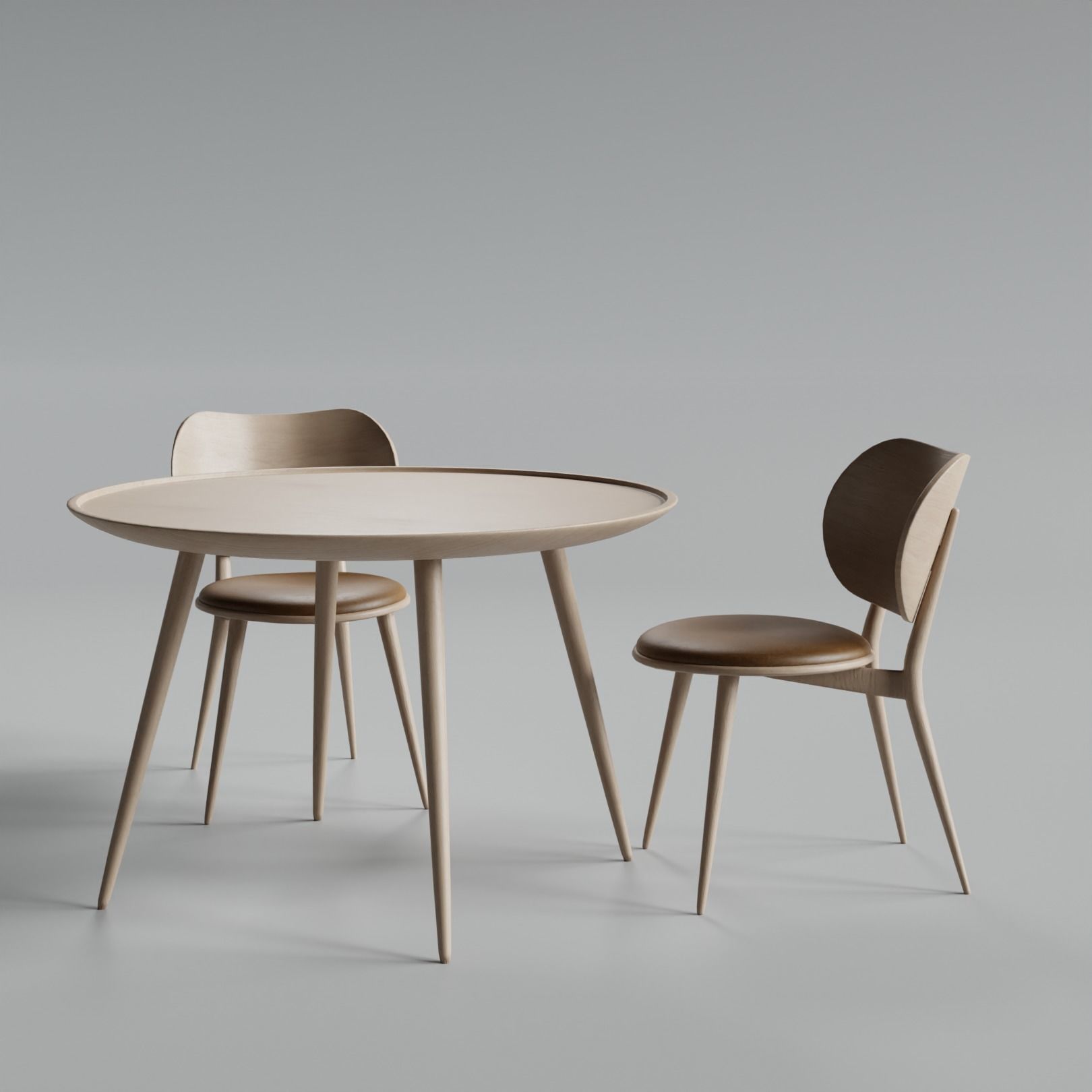 Wooden Table and Chair pack 3D model_1