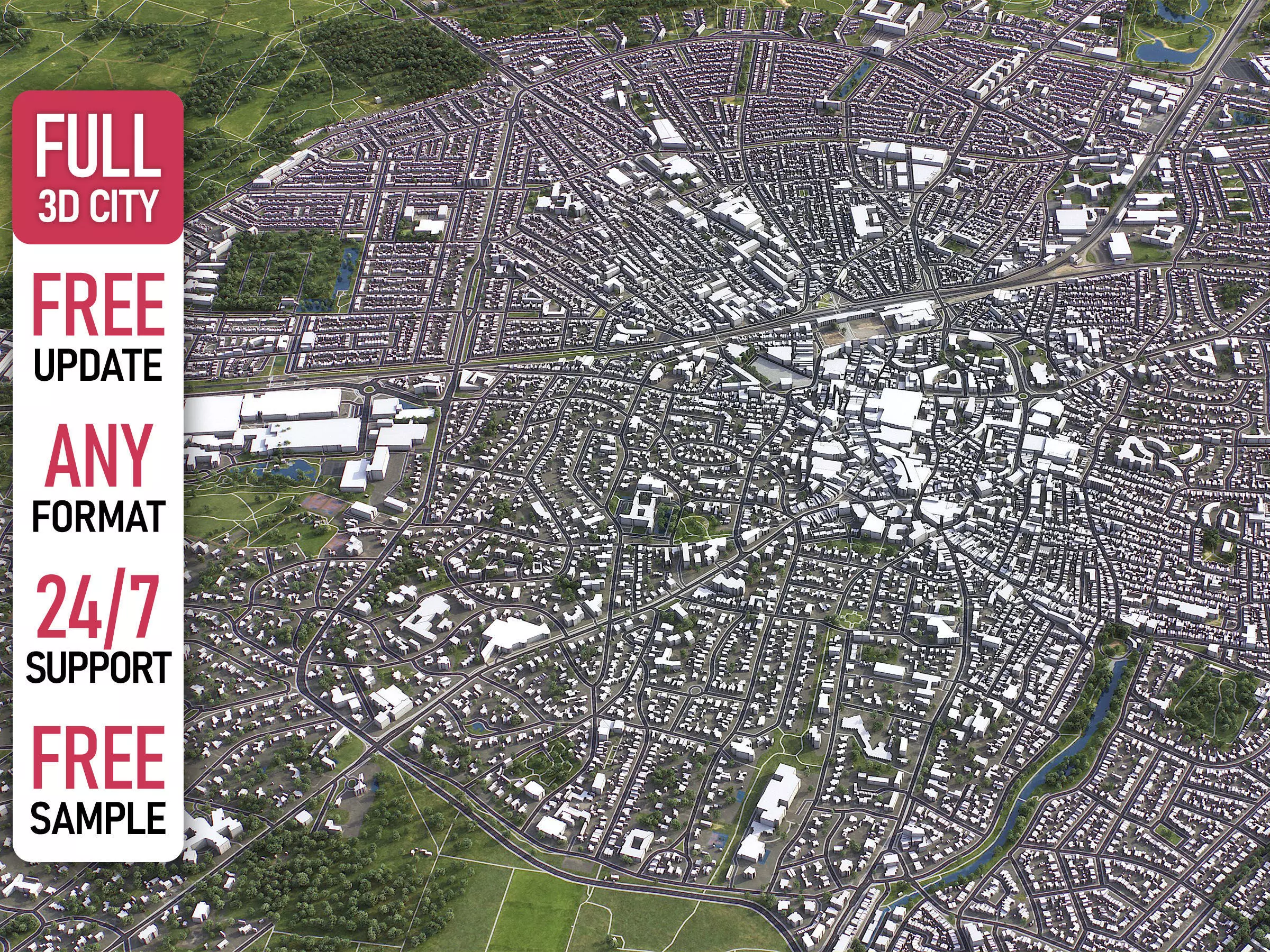 Hilversum - 3D City Model Low-poly 3D model_0