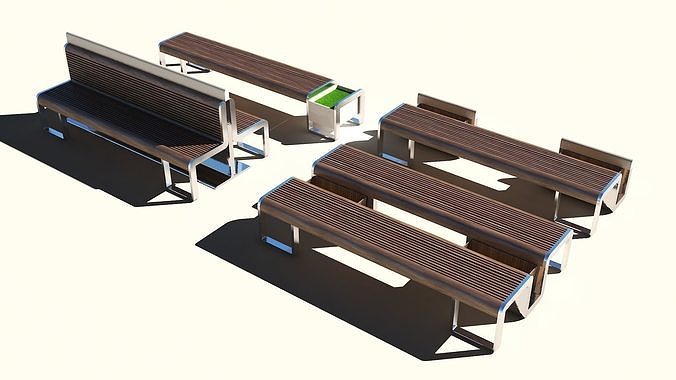 Street bench pack 3D model