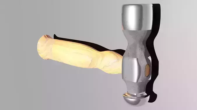 Hammer 3D model wooden with metal handle