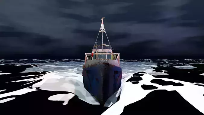 OCEAN BOAT Low-poly 3D model