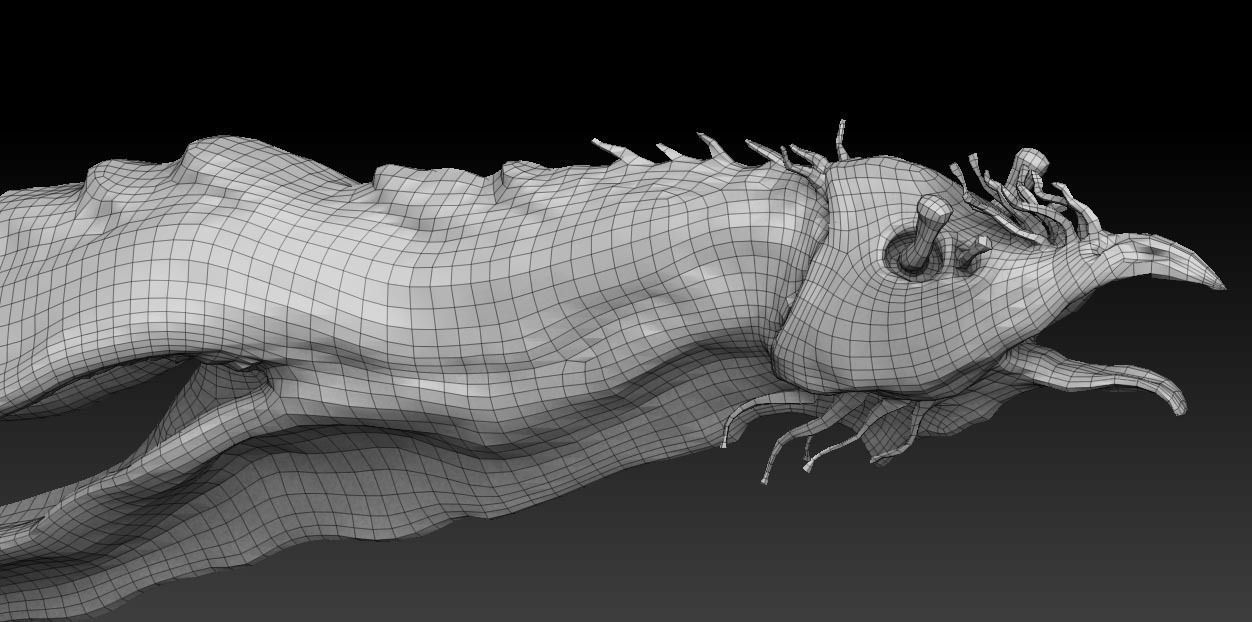 Aquatic Monster or Alien sculpt Low-poly 3D model_5