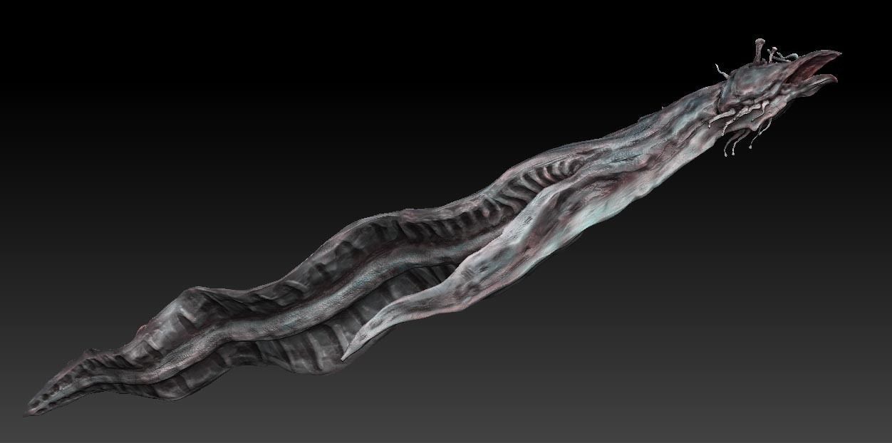 Aquatic Monster or Alien sculpt Low-poly 3D model_2