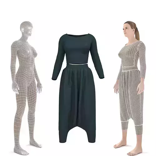 3D CHARACTER WITH clothing - moroccan pants traditional