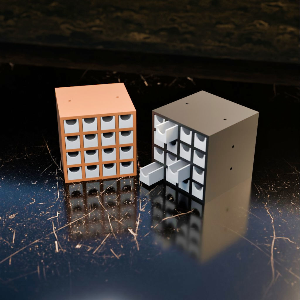 007M LA Unit Medium 16 Micro Drawer Storage Organiser 3D print model_2