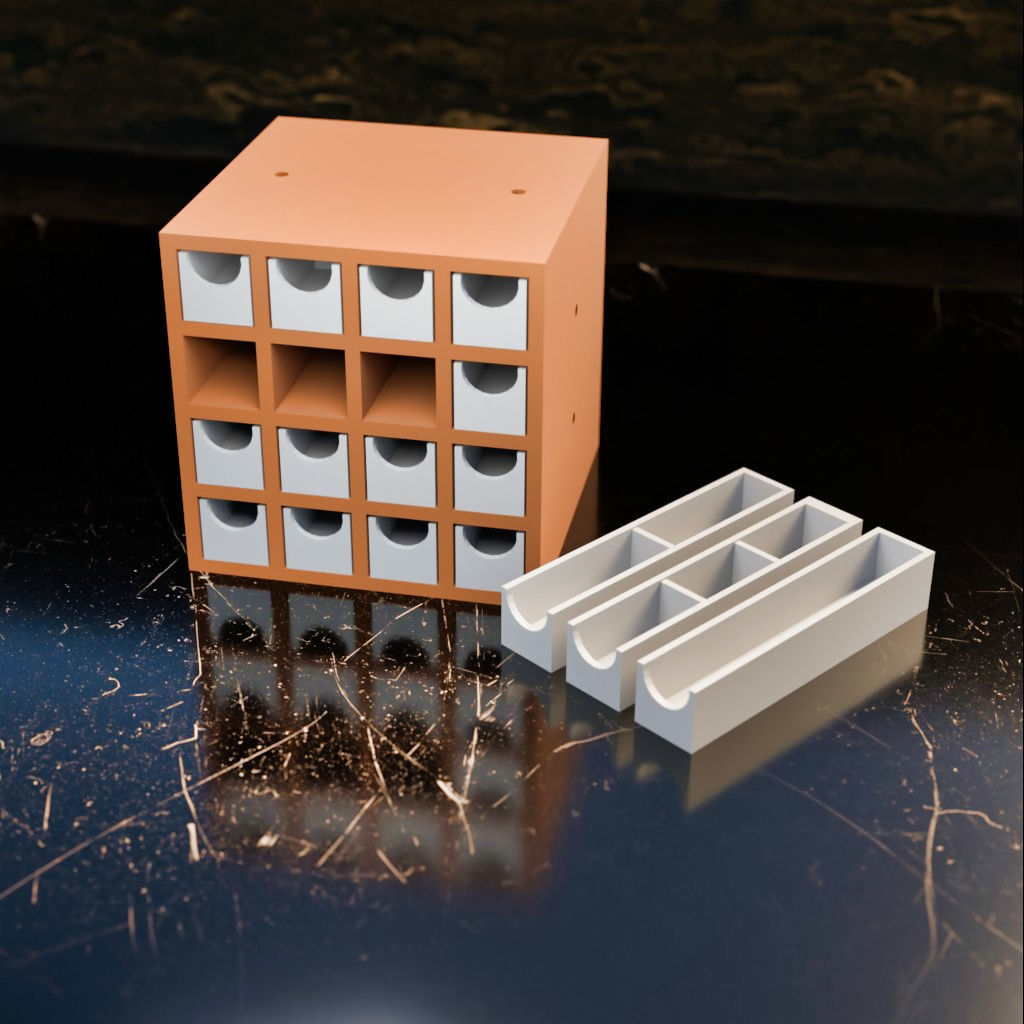 007M LA Unit Medium 16 Micro Drawer Storage Organiser 3D print model_1