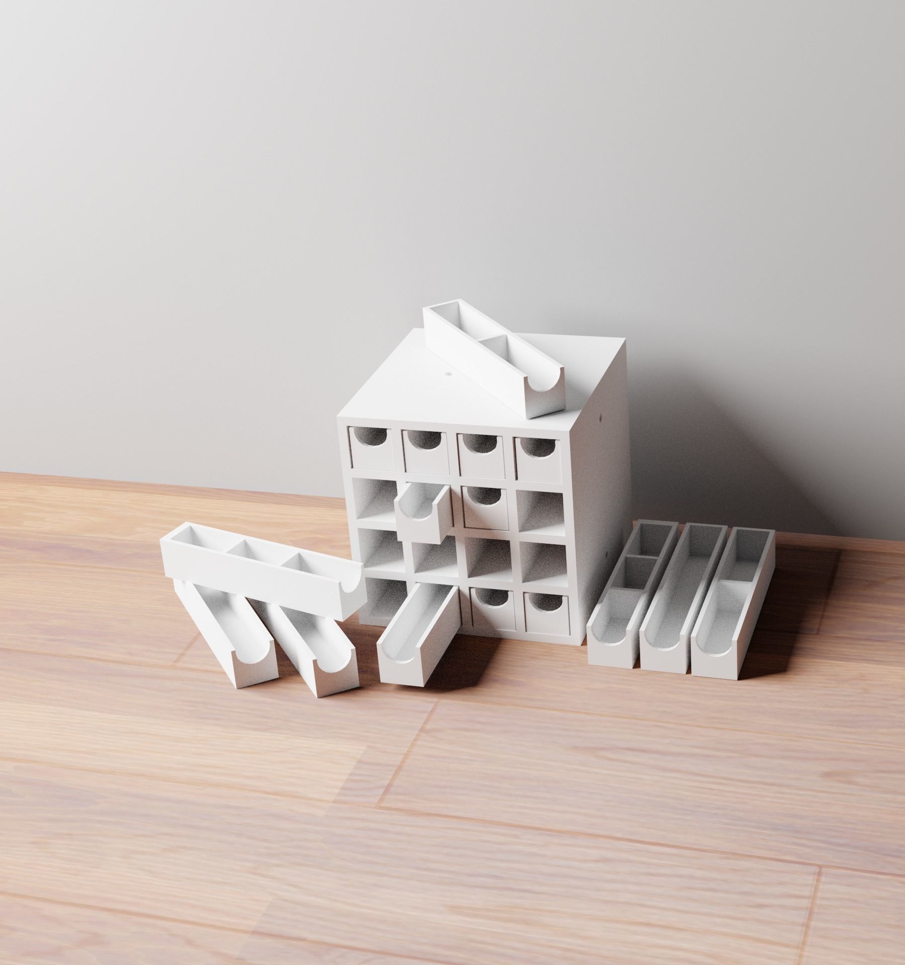 007M LA Unit Medium 16 Micro Drawer Storage Organiser 3D print model_4