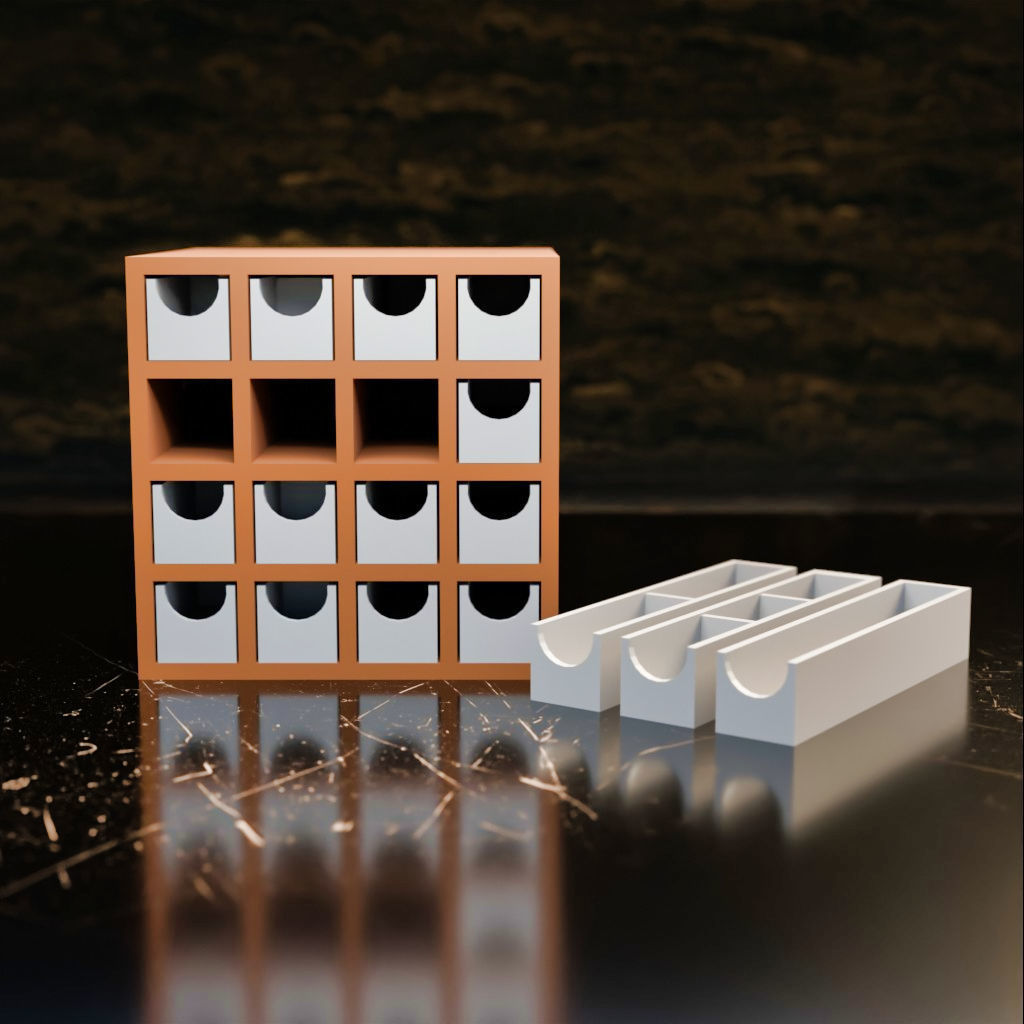007M LA Unit Medium 16 Micro Drawer Storage Organiser 3D print model_3