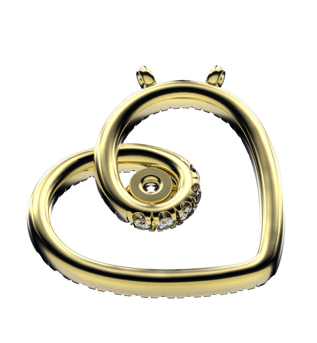Pendant Heart In Gems 3D print model_5