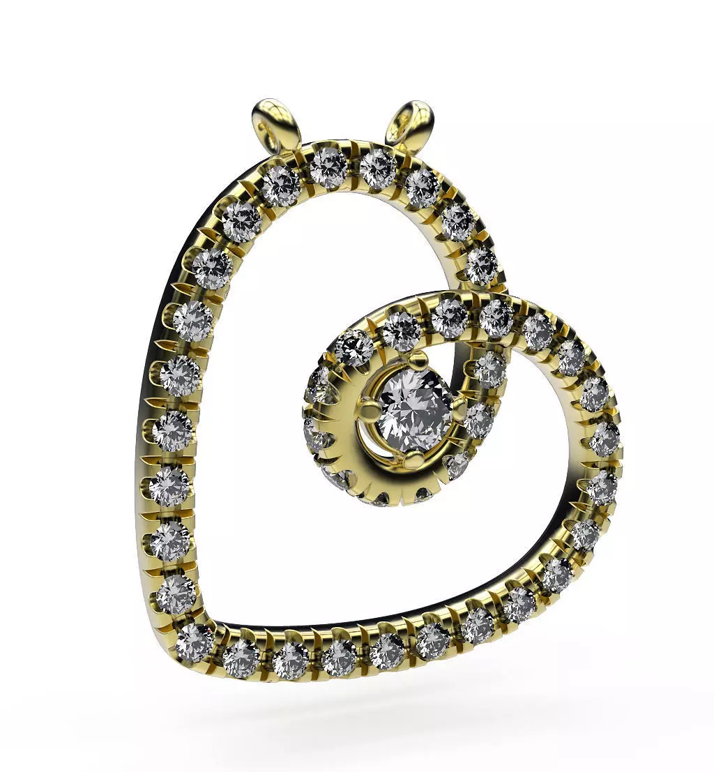 Pendant Heart In Gems 3D print model_0