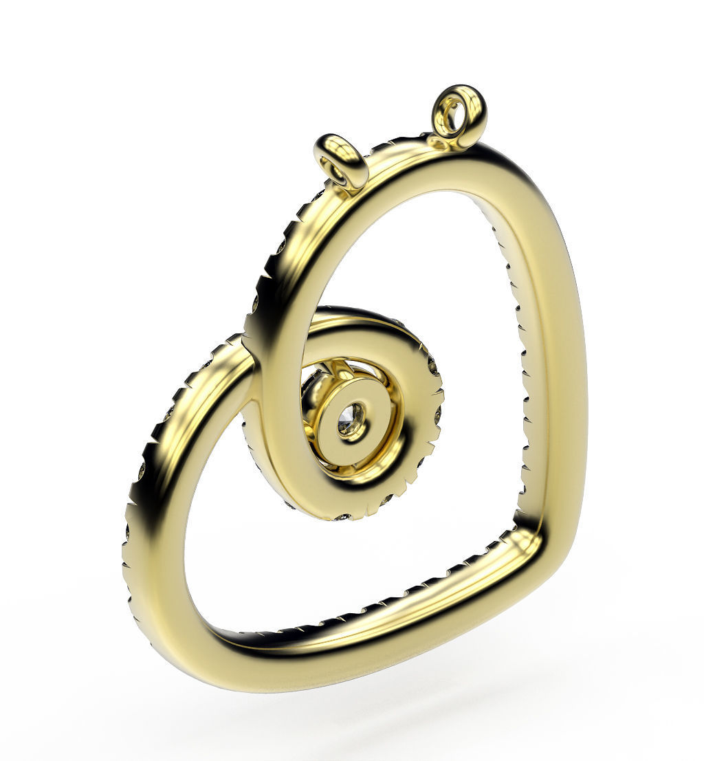 Pendant Heart In Gems 3D print model_6