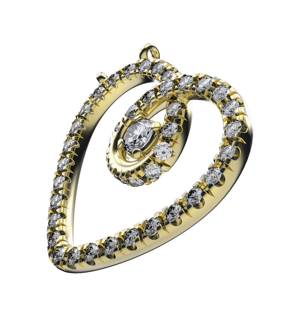 Pendant Heart In Gems 3D print model_4