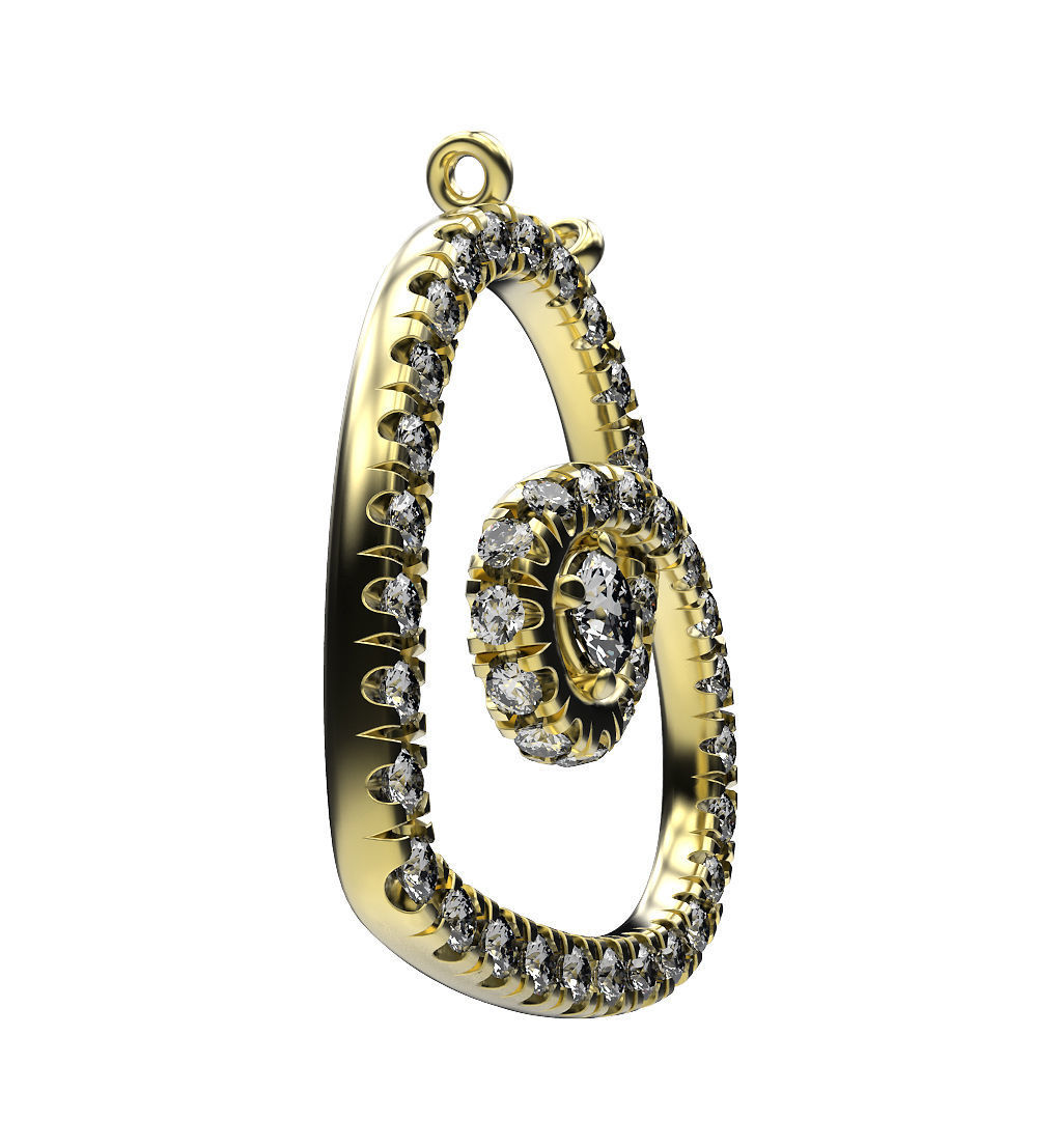 Pendant Heart In Gems 3D print model_1