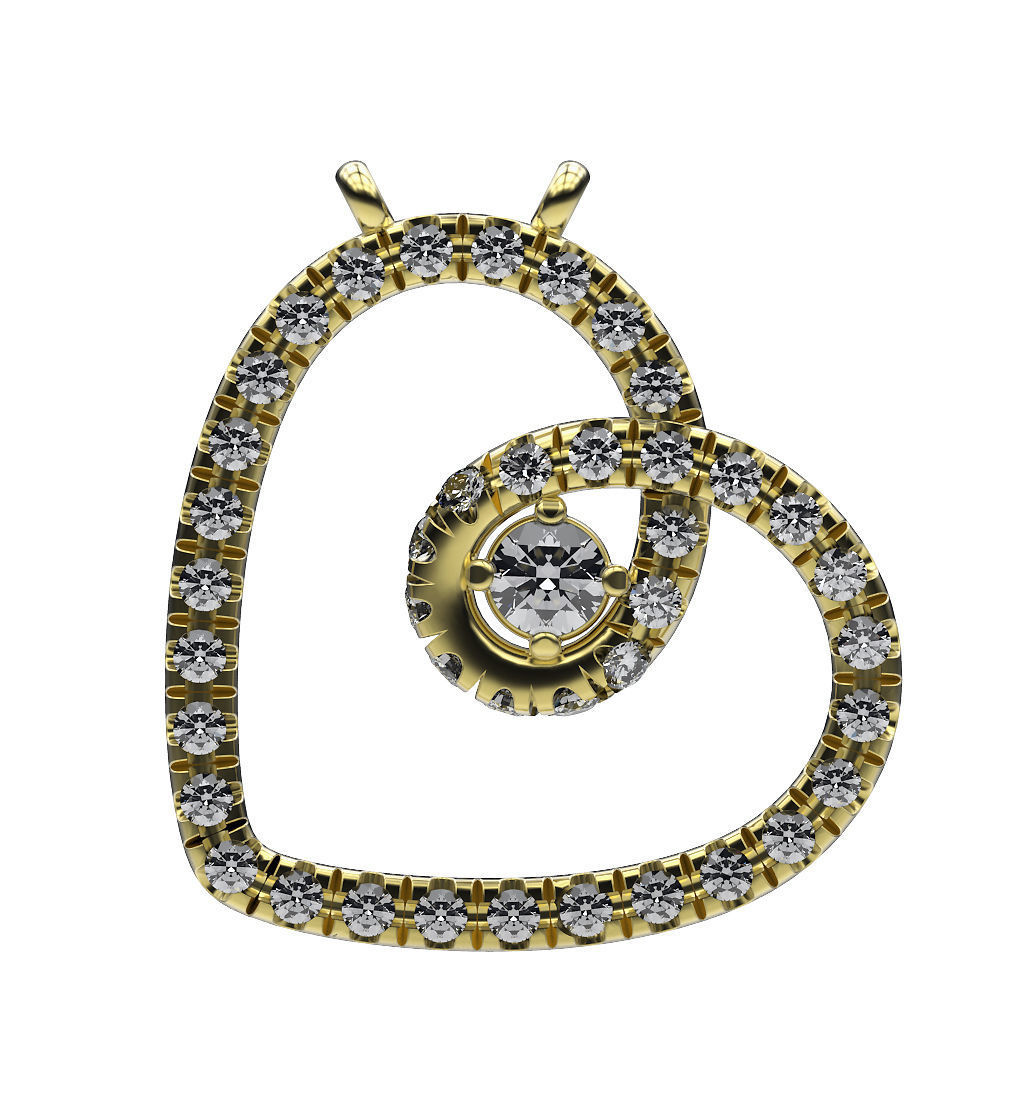 Pendant Heart In Gems 3D print model_2