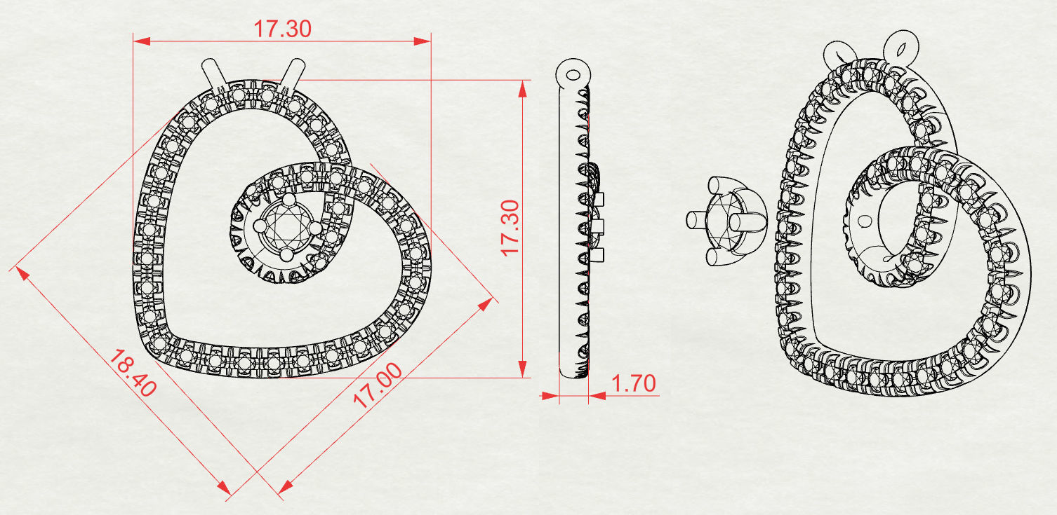 Pendant Heart In Gems 3D print model_7