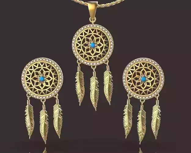 Feather Set pendant and earring