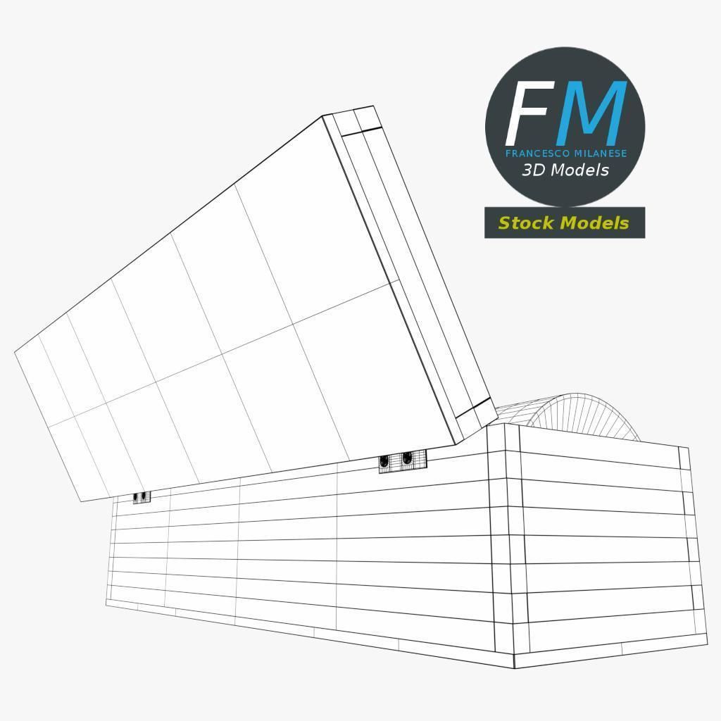 Wine bottle in a wooden box 3D model_8