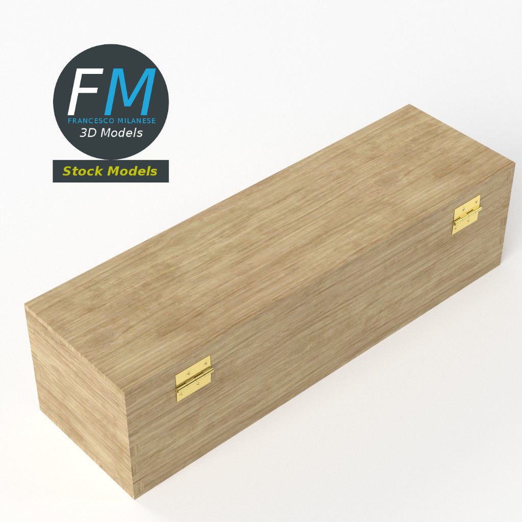Wine bottle in a wooden box 3D model_5