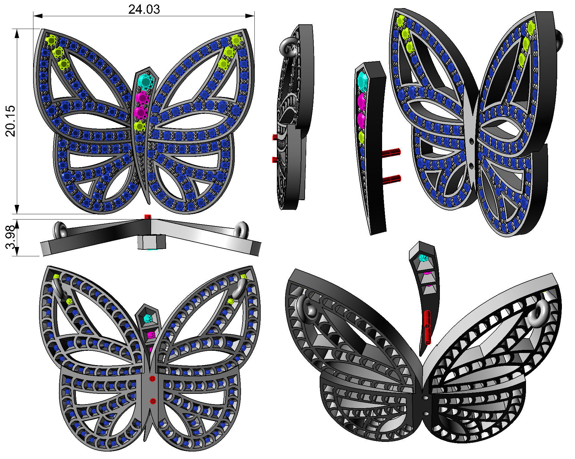 Pendant ButterFly 3D print model_7