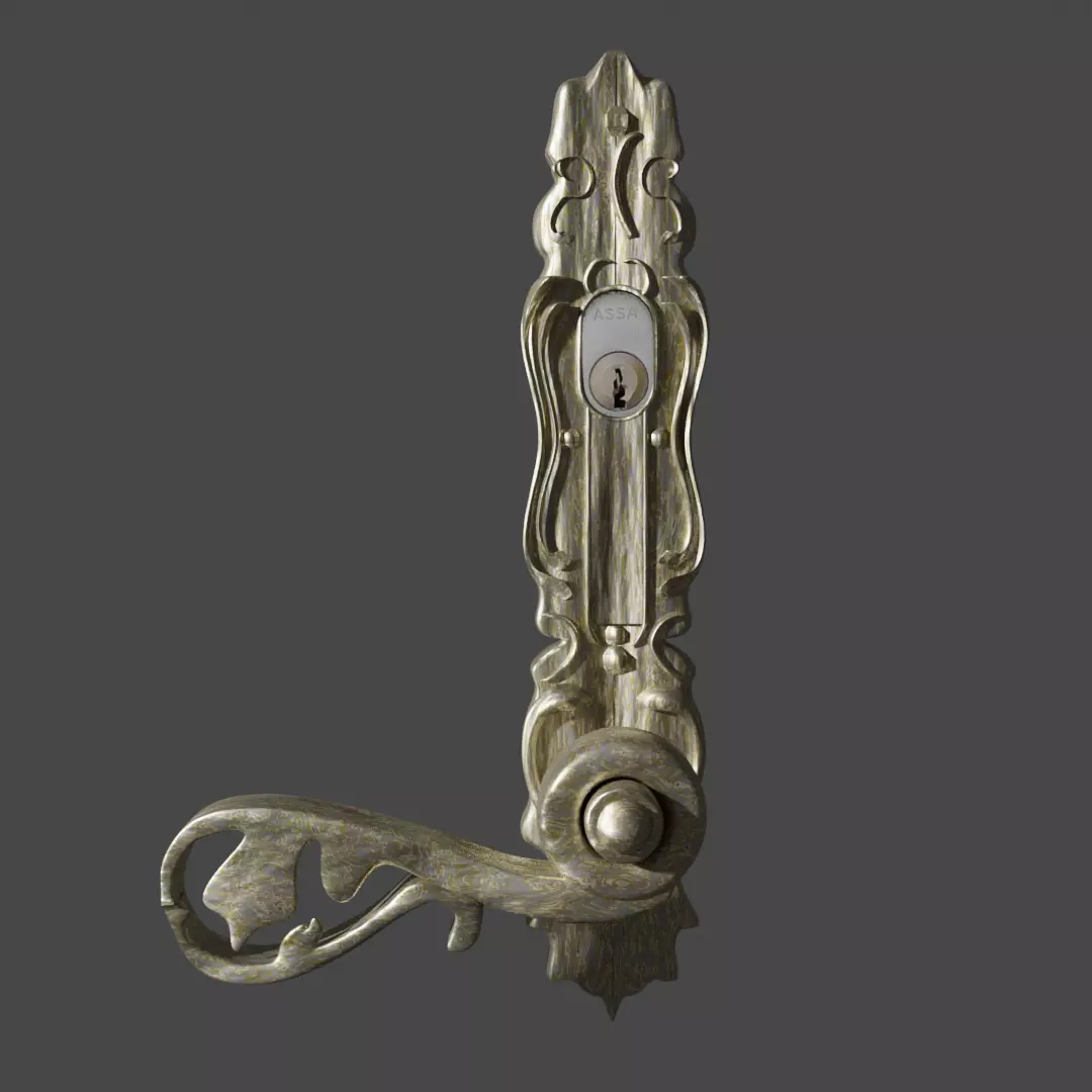 Golden Door Handle Knob 3D model_0