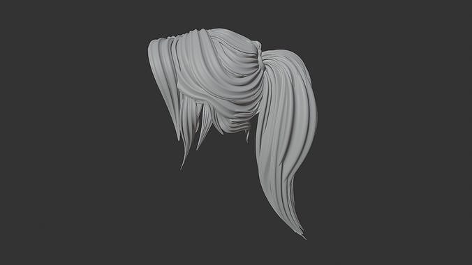 Stylized hair - pony tail - woman 3D model