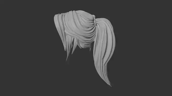 Stylized hair - pony tail - woman 3D model